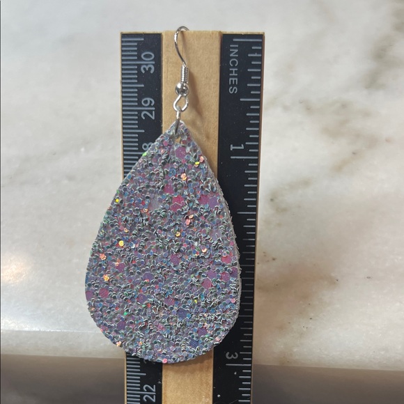 Glittering Teardrop Earrings in Silver and Blue - Picture 2 of 3